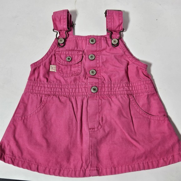 Old Navy Other - VTG Old‎ Navy Girls Bib Dress Overall Pink 3-6 Month Cotton Denim Skirtall Y2K